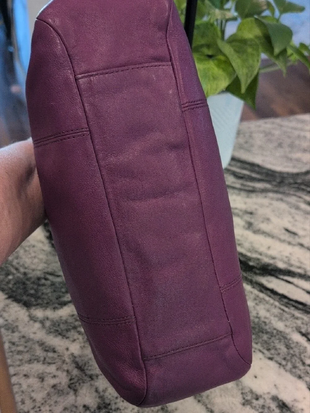 COACH Zoe Purple Glove-tanned Leather Studded Shoulder Bag
